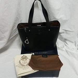 Ralph Lauren Sloane Street Leather Tote. Black
